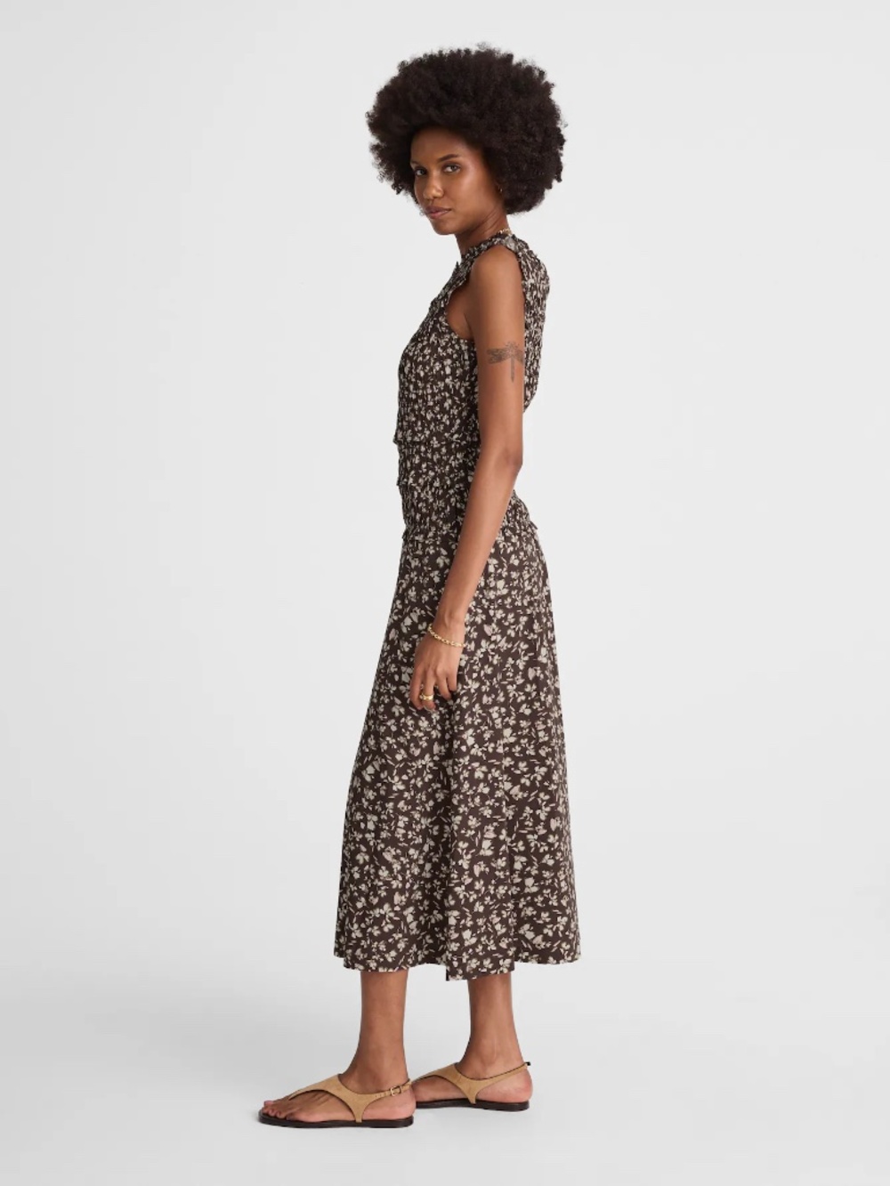 NWOT Madewell Smocked Sleeveless Midi Dress in Carissa Print (Size 0)